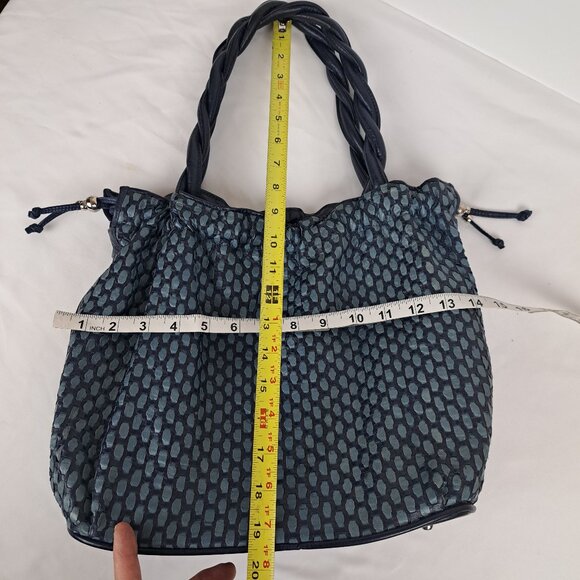 Vintage Ralston Woven Quilted Blue Leather Shoulder Hobo Style Bag - Picture 15 of 16